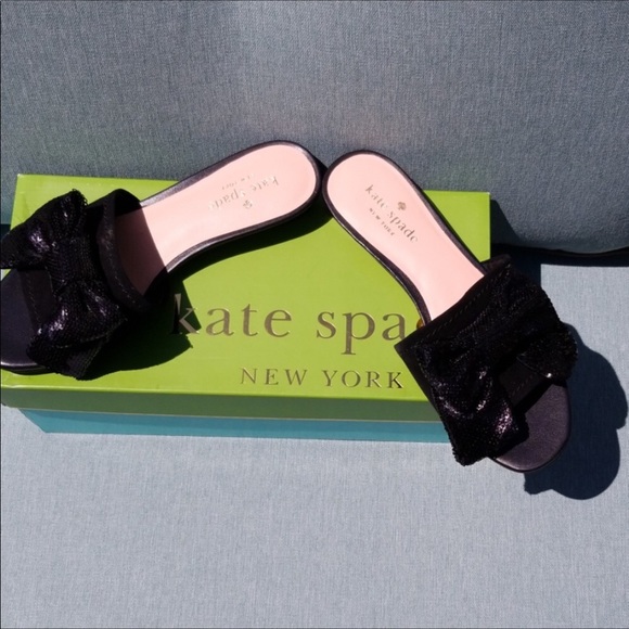 NIB Kate Spade Suede & Sequined Bow Sandals 6 - Picture 3 of 5
